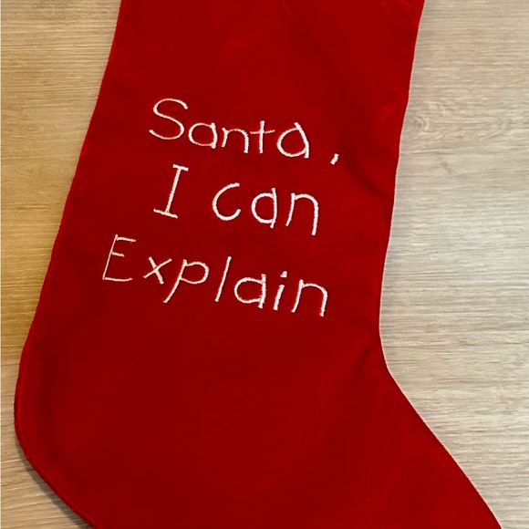 “Santa, I Can Explain” Christmas Stocking - Red/White, 17” Fun Holiday Decor - Picture 12 of 16